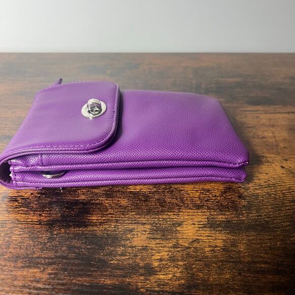 INICAT Crossbody Phone Bag Purple Removable Strap Stadium Size Purse Turn-Lock - Picture 8 of 8